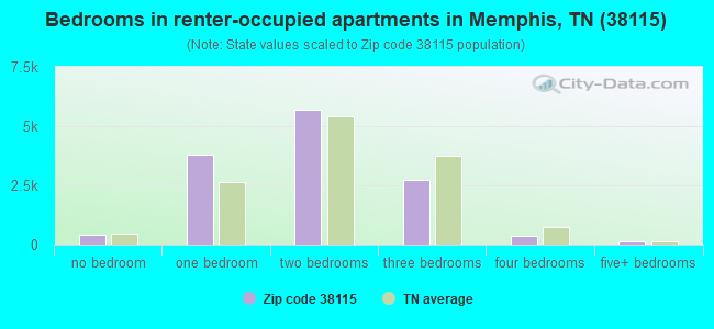 Bedrooms in renter-occupied apartments in Memphis, TN (38115) 