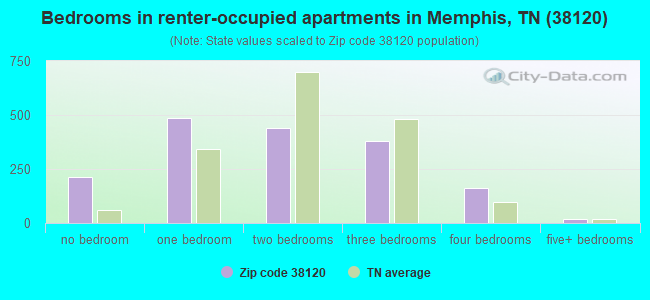 Bedrooms in renter-occupied apartments in Memphis, TN (38120) 