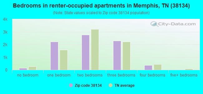 Bedrooms in renter-occupied apartments in Memphis, TN (38134) 