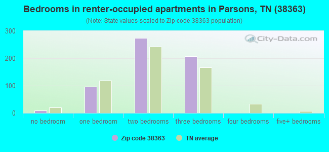 Bedrooms in renter-occupied apartments in Parsons, TN (38363) 