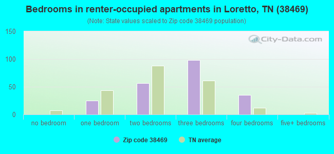 Bedrooms in renter-occupied apartments in Loretto, TN (38469) 