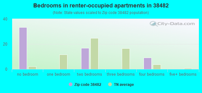 Bedrooms in renter-occupied apartments in 38482 