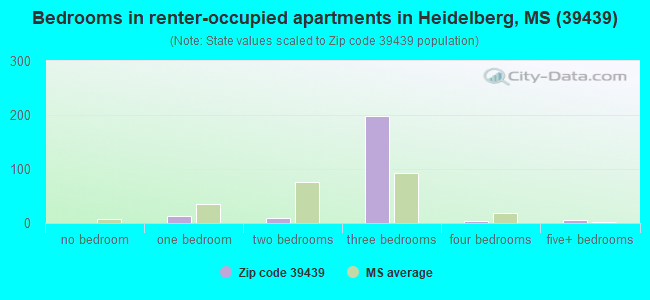 Bedrooms in renter-occupied apartments in Heidelberg, MS (39439) 