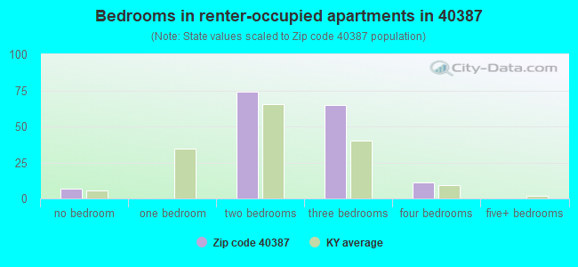 Bedrooms in renter-occupied apartments in 40387 