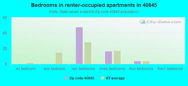 Bedrooms in renter-occupied apartments in 40845 