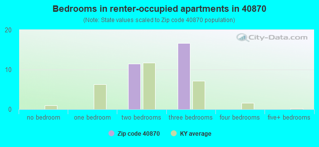 Bedrooms in renter-occupied apartments in 40870 