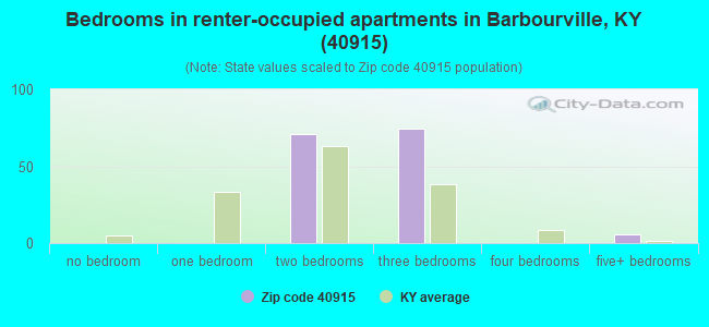 Bedrooms in renter-occupied apartments in Barbourville, KY (40915) 