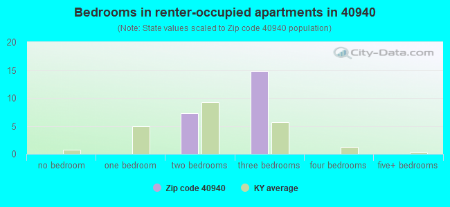 Bedrooms in renter-occupied apartments in 40940 