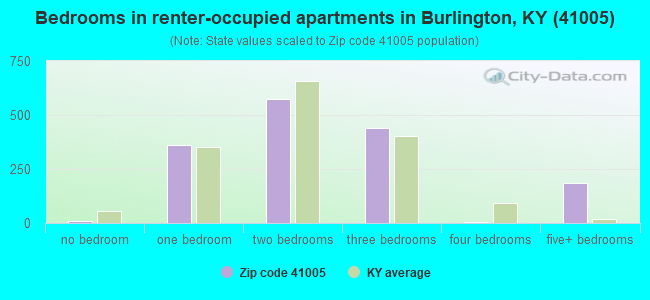 Bedrooms in renter-occupied apartments in Burlington, KY (41005) 