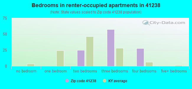 Bedrooms in renter-occupied apartments in 41238 
