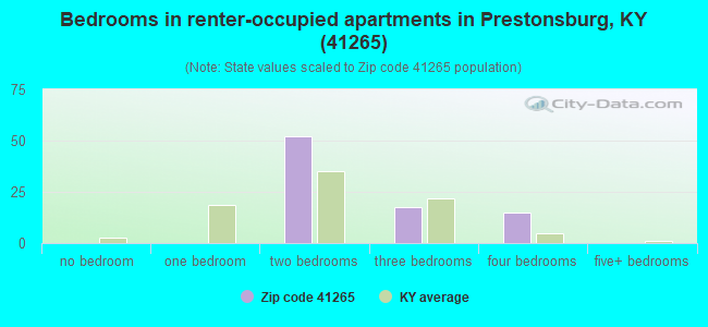 Bedrooms in renter-occupied apartments in Prestonsburg, KY (41265) 