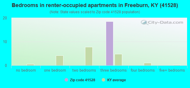 Bedrooms in renter-occupied apartments in Freeburn, KY (41528) 