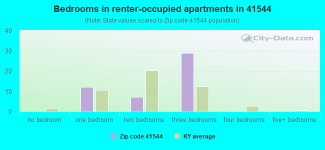 Bedrooms in renter-occupied apartments in 41544 