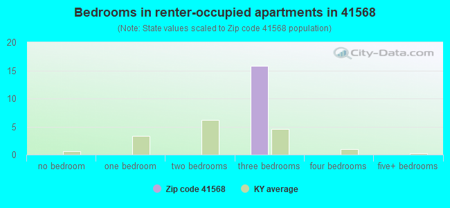 Bedrooms in renter-occupied apartments in 41568 