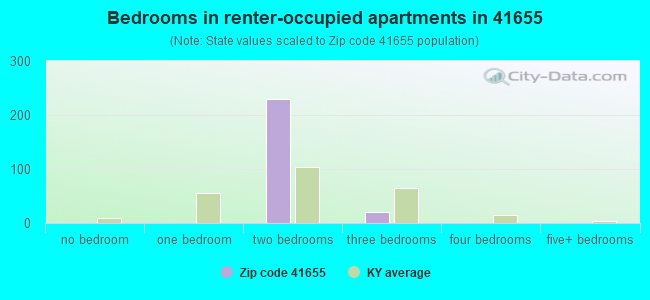 Bedrooms in renter-occupied apartments in 41655 