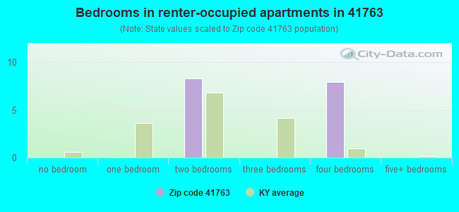 Bedrooms in renter-occupied apartments in 41763 