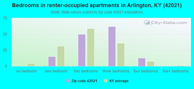 Bedrooms in renter-occupied apartments in Arlington, KY (42021) 