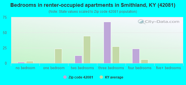Bedrooms in renter-occupied apartments in Smithland, KY (42081) 