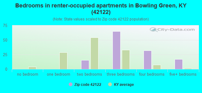 Bedrooms in renter-occupied apartments in Bowling Green, KY (42122) 