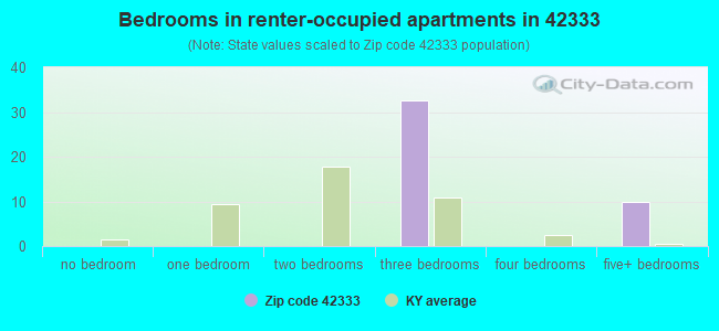 Bedrooms in renter-occupied apartments in 42333 