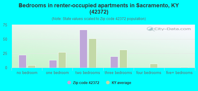 Bedrooms in renter-occupied apartments in Sacramento, KY (42372) 