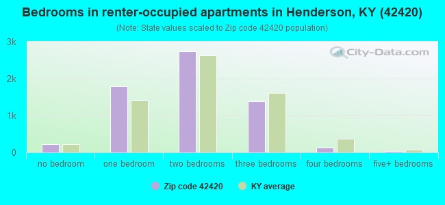 Bedrooms in renter-occupied apartments in Henderson, KY (42420) 
