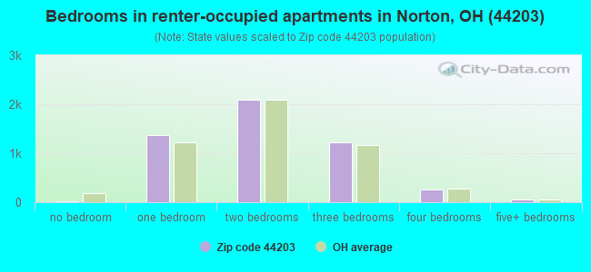 Bedrooms in renter-occupied apartments in Norton, OH (44203) 