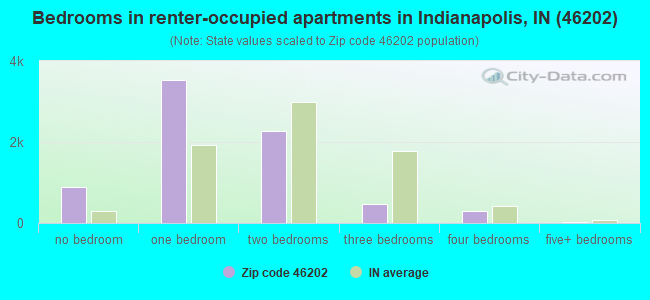 Bedrooms in renter-occupied apartments in Indianapolis, IN (46202) 