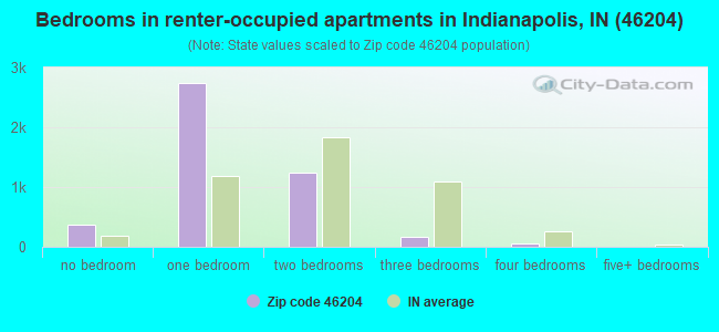 Bedrooms in renter-occupied apartments in Indianapolis, IN (46204) 