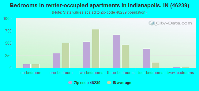 Bedrooms in renter-occupied apartments in Indianapolis, IN (46239) 