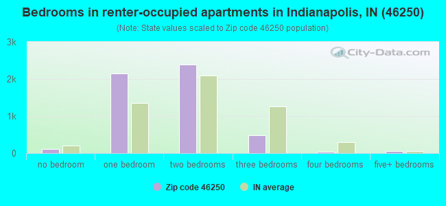 Bedrooms in renter-occupied apartments in Indianapolis, IN (46250) 