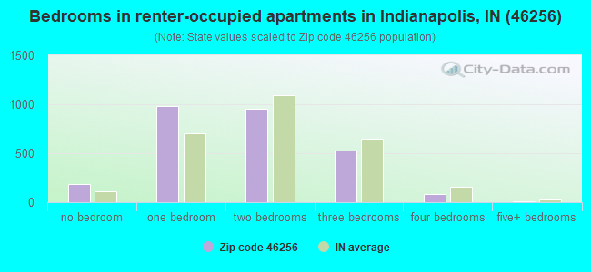 Bedrooms in renter-occupied apartments in Indianapolis, IN (46256) 