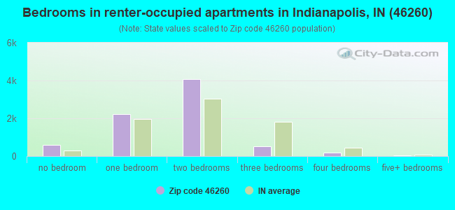 Bedrooms in renter-occupied apartments in Indianapolis, IN (46260) 