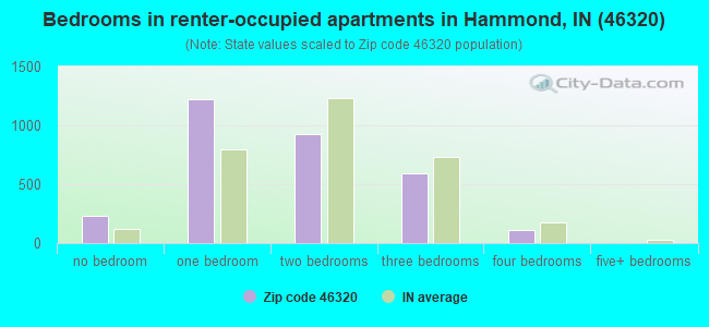 Bedrooms in renter-occupied apartments in Hammond, IN (46320) 