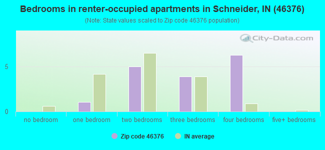 Bedrooms in renter-occupied apartments in Schneider, IN (46376) 