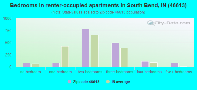 Bedrooms in renter-occupied apartments in South Bend, IN (46613) 