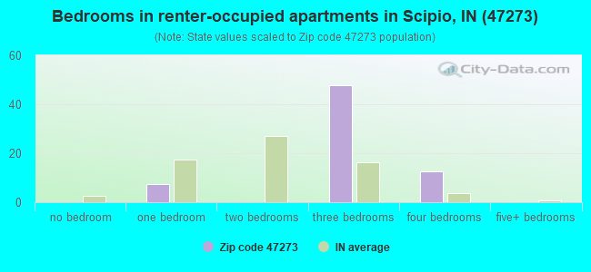 Bedrooms in renter-occupied apartments in Scipio, IN (47273) 