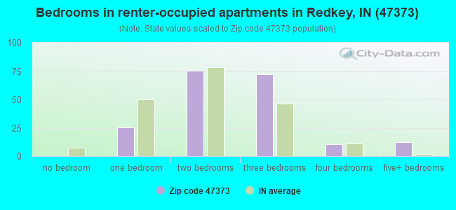 Bedrooms in renter-occupied apartments in Redkey, IN (47373) 