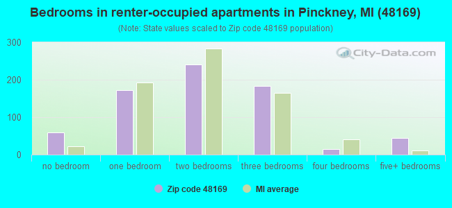 Bedrooms in renter-occupied apartments in Pinckney, MI (48169) 