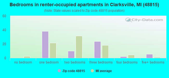 Bedrooms in renter-occupied apartments in Clarksville, MI (48815) 