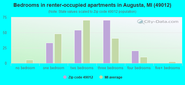 Bedrooms in renter-occupied apartments in Augusta, MI (49012) 