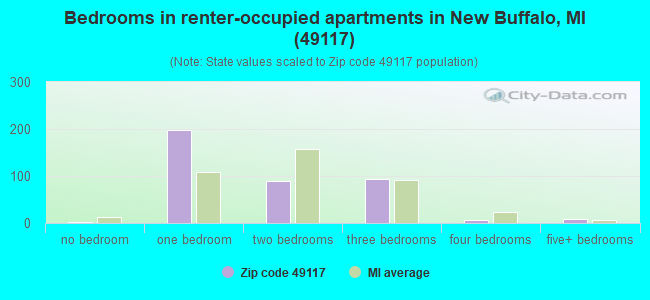 Bedrooms in renter-occupied apartments in New Buffalo, MI (49117) 