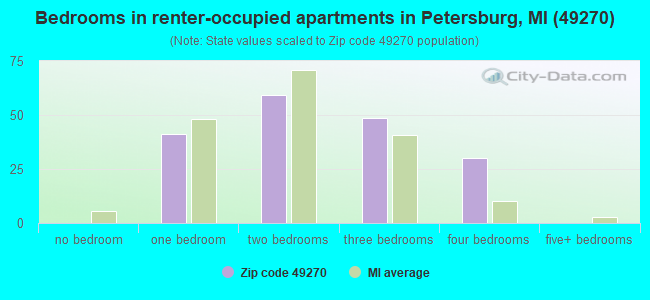 Bedrooms in renter-occupied apartments in Petersburg, MI (49270) 