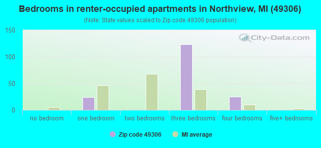 Bedrooms in renter-occupied apartments in Northview, MI (49306) 