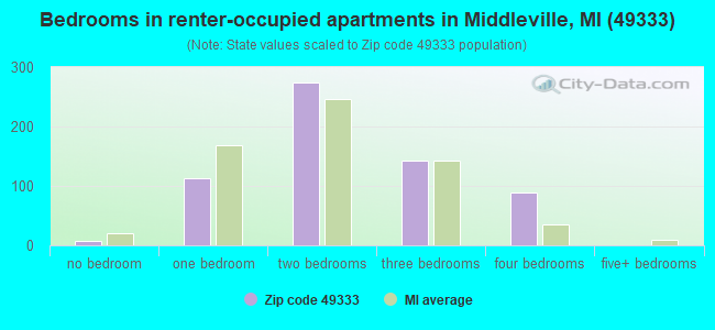 Bedrooms in renter-occupied apartments in Middleville, MI (49333) 