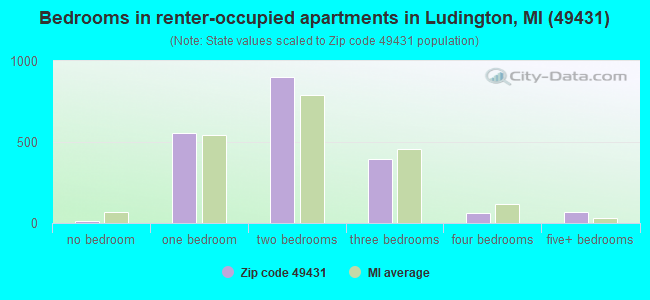 Bedrooms in renter-occupied apartments in Ludington, MI (49431) 