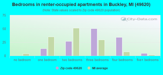 Bedrooms in renter-occupied apartments in Buckley, MI (49620) 