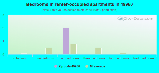 Bedrooms in renter-occupied apartments in 49960 