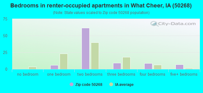 Bedrooms in renter-occupied apartments in What Cheer, IA (50268) 