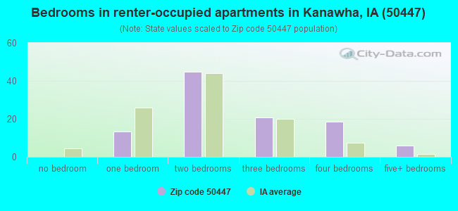 Bedrooms in renter-occupied apartments in Kanawha, IA (50447) 